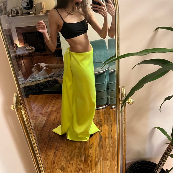 Yellow Bustle Maxi Skirt